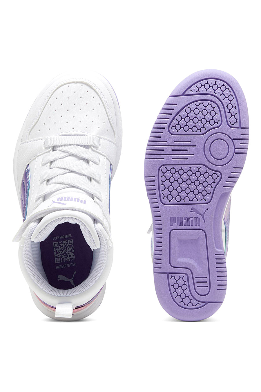 Sneakers Bianche e Lilla Con Strappo Puma REbound V6 Mid