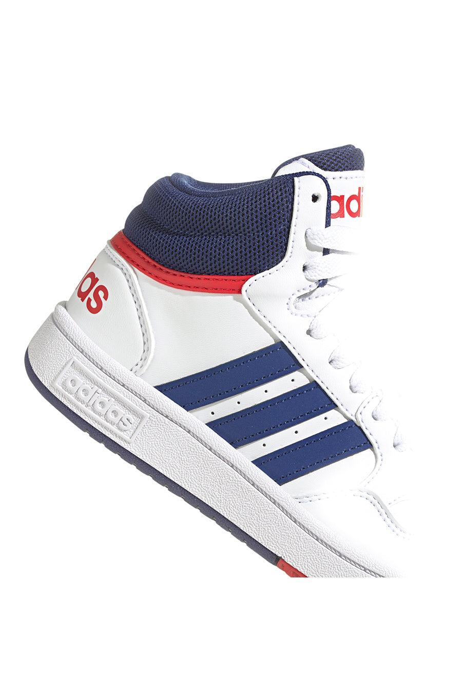 Sneakers bianche e blu con lacci Adidas HOOPS 3.0 MID K