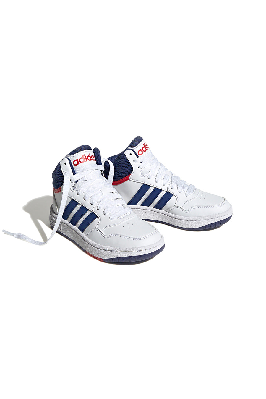 Sneakers bianche e blu con lacci Adidas HOOPS 3.0 MID K