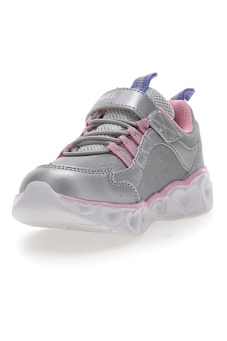 Sneakers Argento con Luci con Dettagli Rosa PITT KIDS K21293