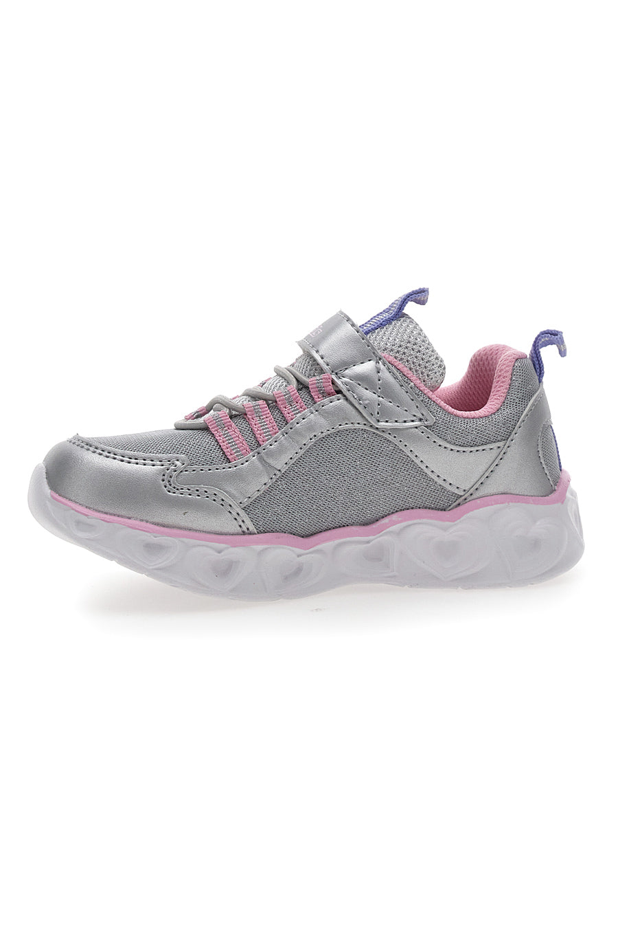 Sneakers Argento con Luci con Dettagli Rosa PITT KIDS K21293