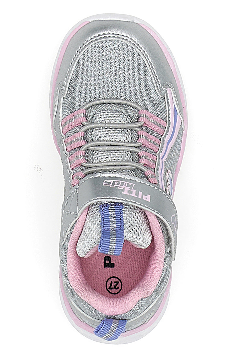 Sneakers Argento con Luci con Dettagli Rosa PITT KIDS K21293