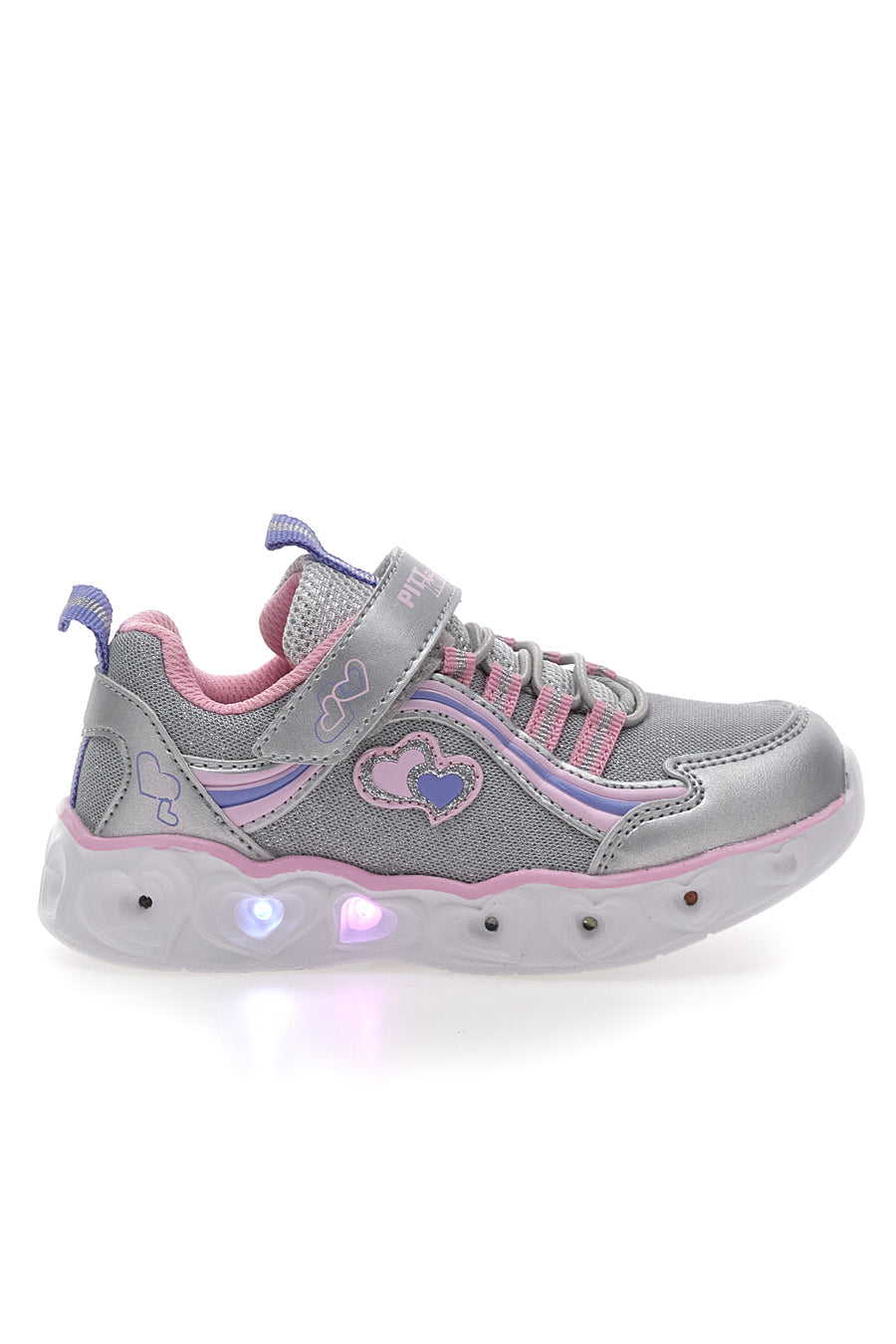 Sneakers Argento con Luci con Dettagli Rosa PITT KIDS K21293