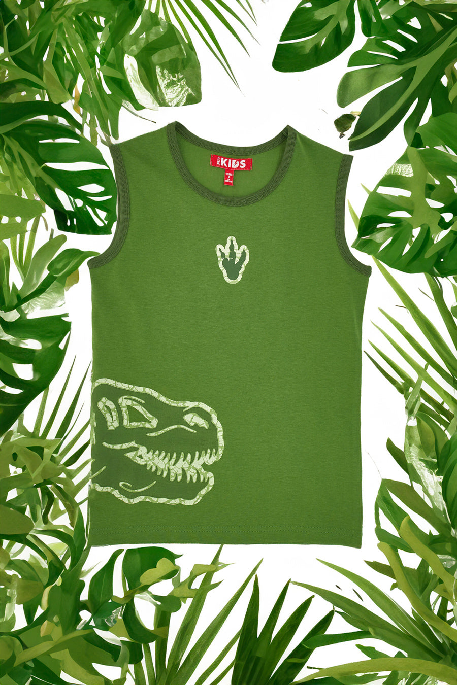 Canotta Verde con Dinosauro Stampato Pitt Kids PT-B-F-05003