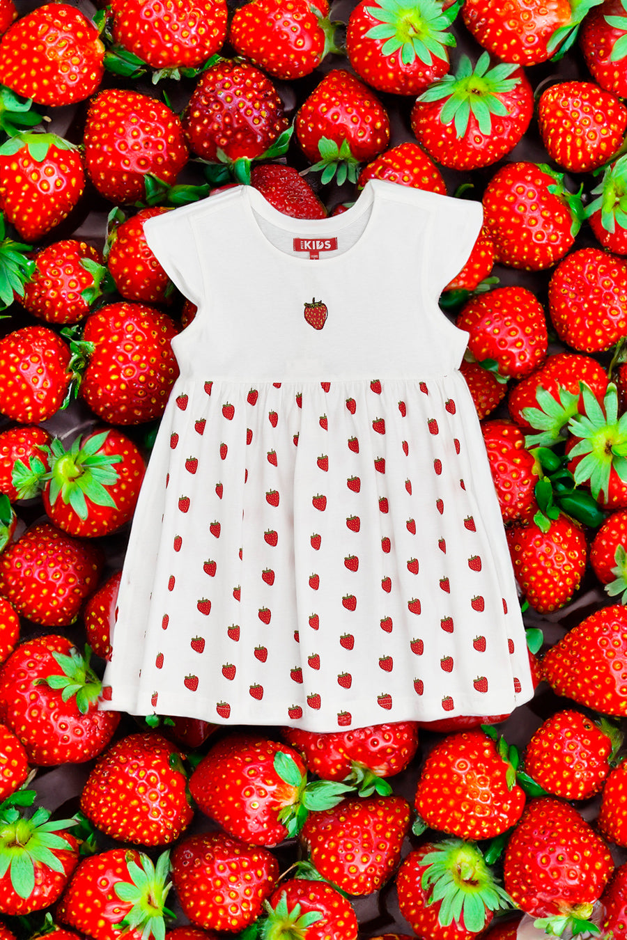 Vestito con Fragole Bianco Pitt Kids 05060