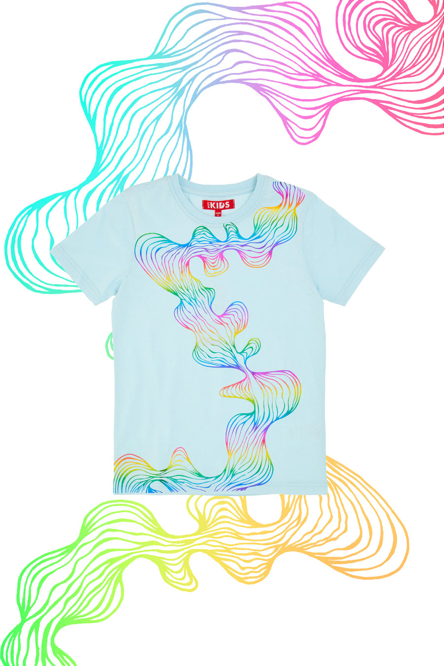 T-Shirt Celeste con Stampa Effetto Metallizzato Pitt Kids PT-G-T-05084