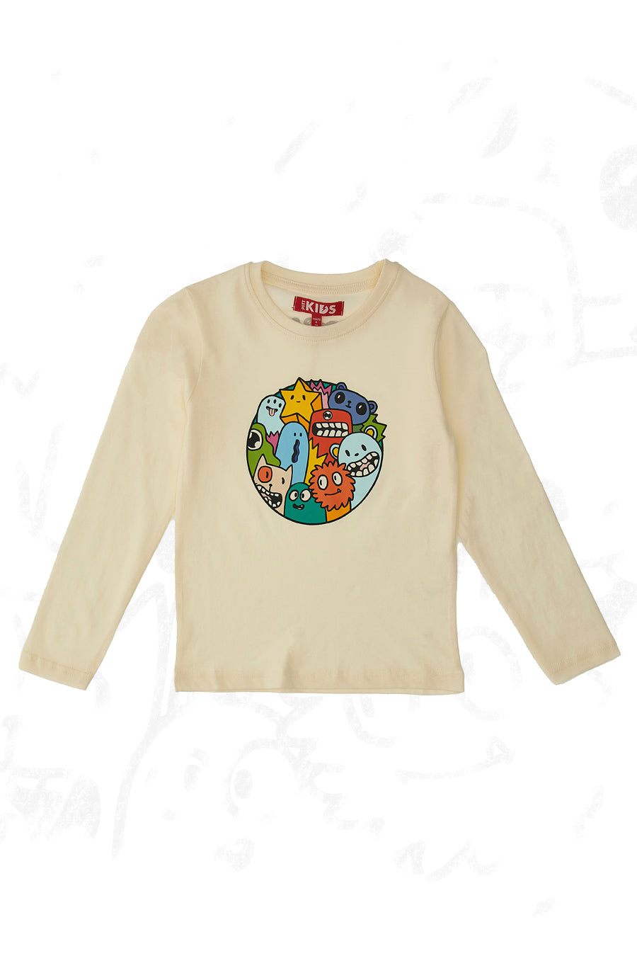 Maglia Bianca a Maniche Lunghe con Stampa Colorata PITT KIDS 6010