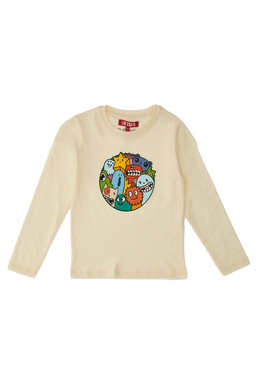 Maglia Bianca a Maniche Lunghe con Stampa Colorata PITT KIDS 6010