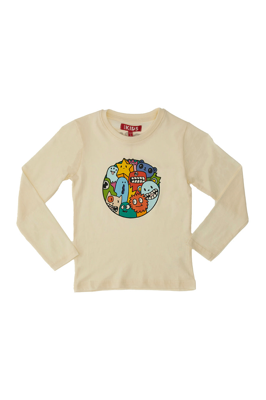 Maglia Bianca a Maniche Lunghe con Stampa Colorata PITT KIDS 6010