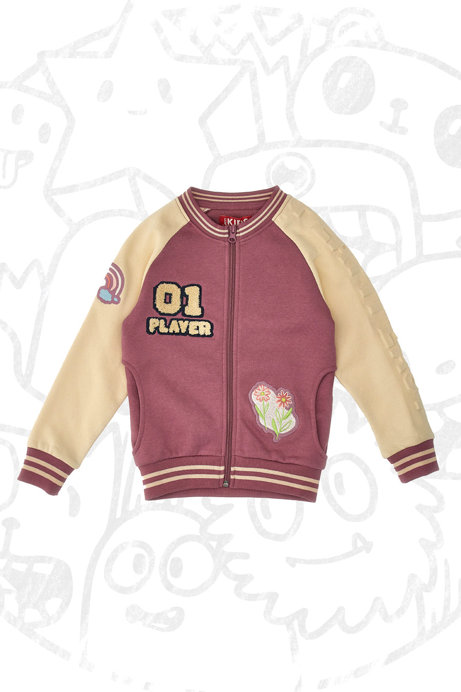 Felpa Panna e Rosa con Cerniera Centrale PITT KIDS 6018