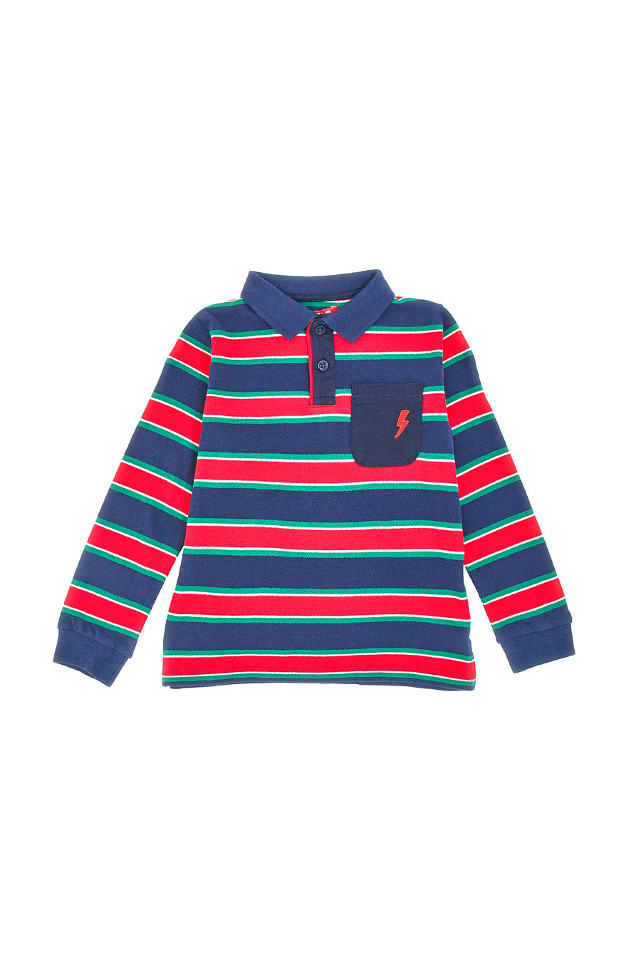 Polo a Maniche Lunghe a Righe Blu e Rosse PITT KIDS 6030