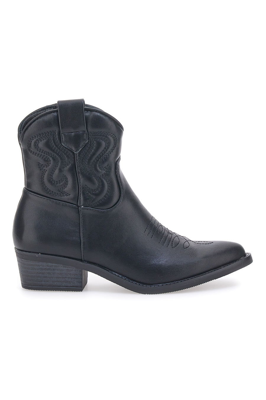 Schwarze Texan-Stiefel im Café kosten 52804