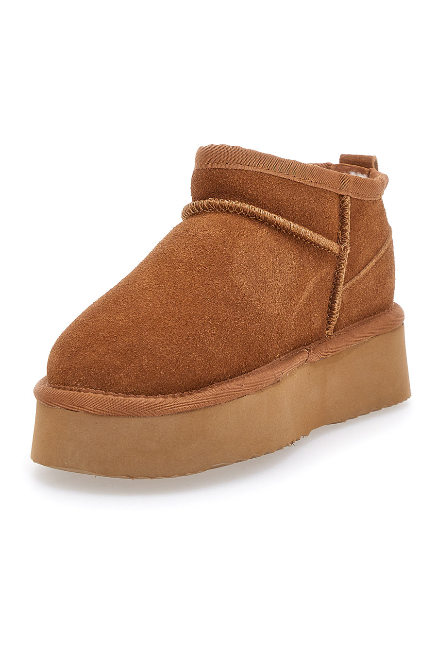 Stivaletti Flatform Marroni in Vera Pelle Scamosciata con Pelo Pittarello Wow 3547