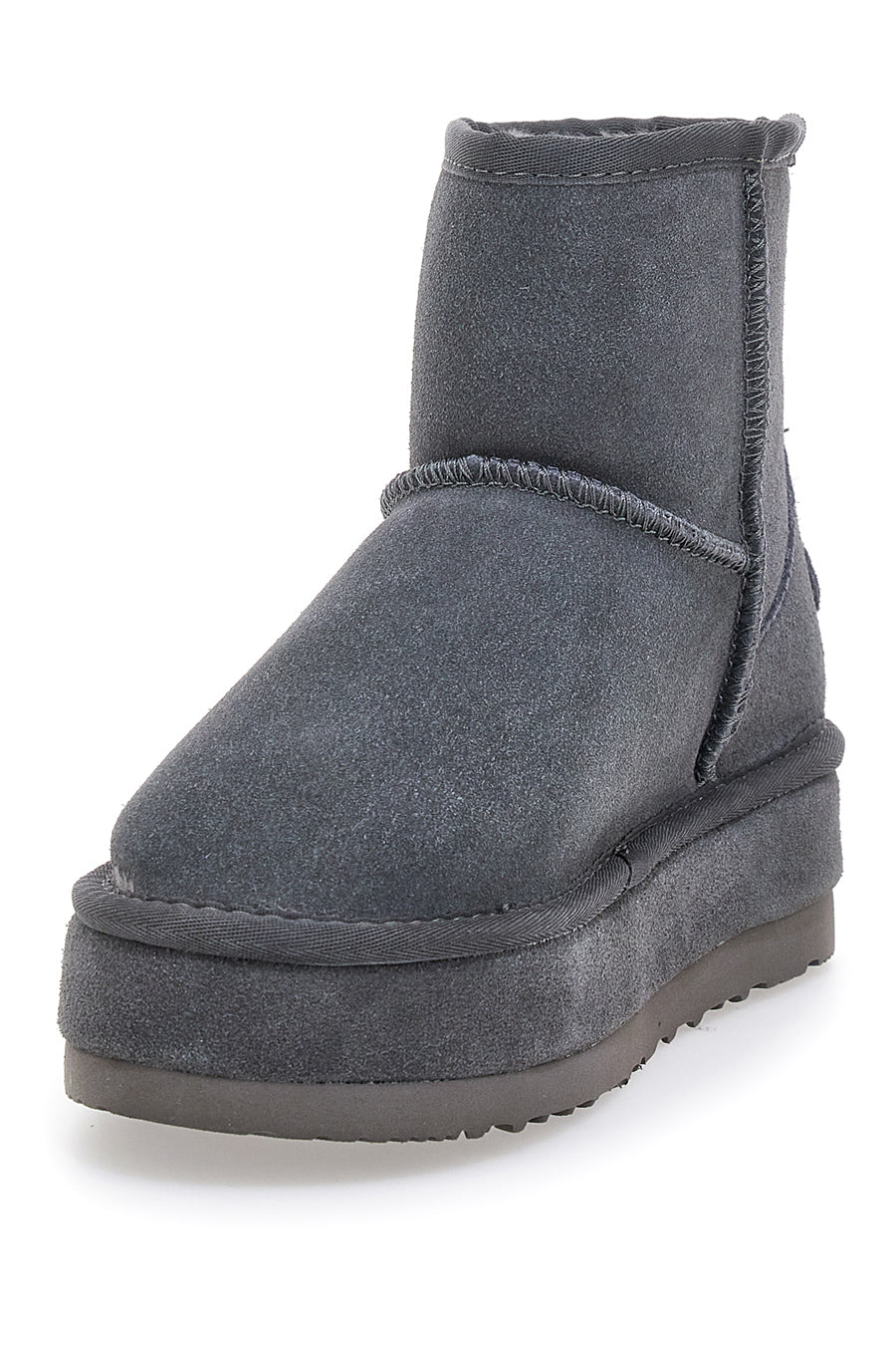 Graue Stiefeletten mit Fell- und Lederobermaterial MON DIEU WD90012