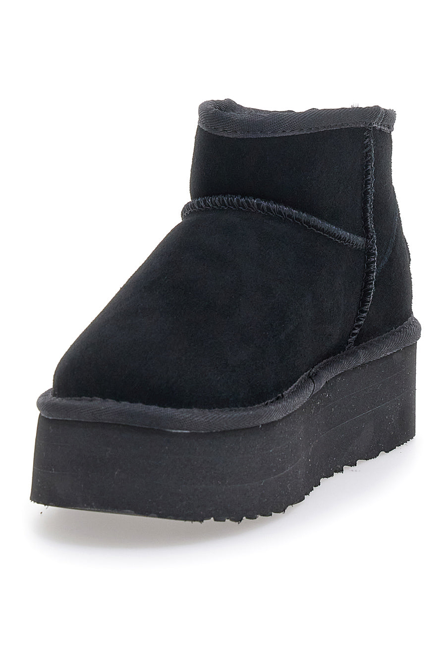 Schwarze Stiefeletten mit Fell- und Lederobermaterial MON DIEU WD5002SA