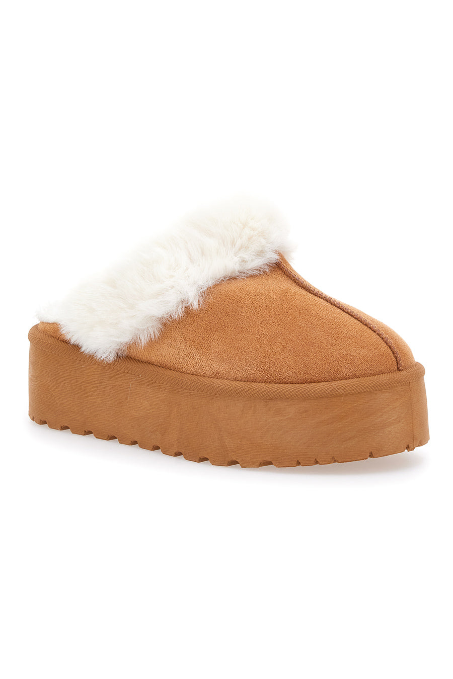 Kamelfarbene Winterclogs mit Fell und Gummizug an der Ferse ME&ME 007