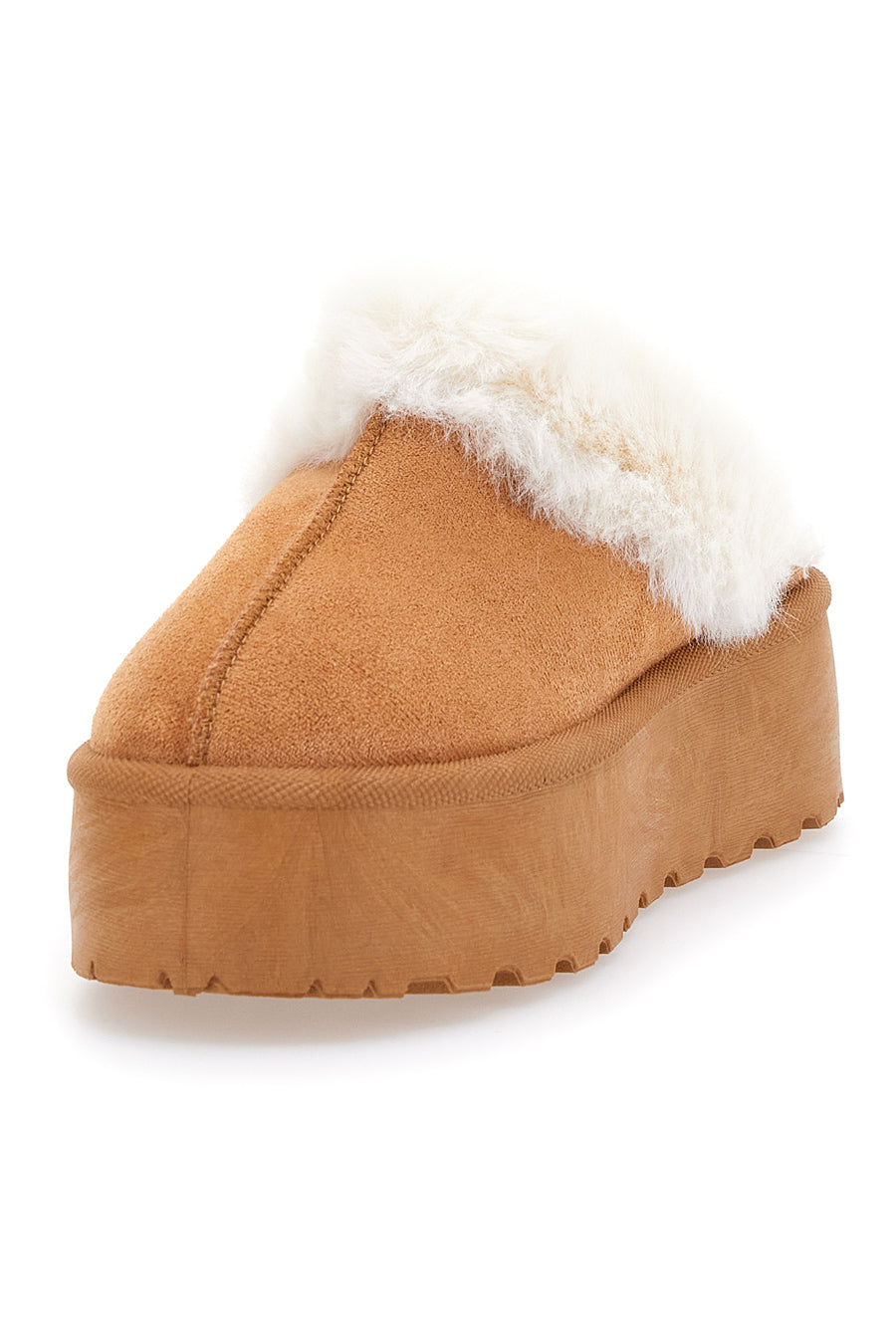 Kamelfarbene Winterclogs mit Fell und Gummizug an der Ferse ME&ME 007