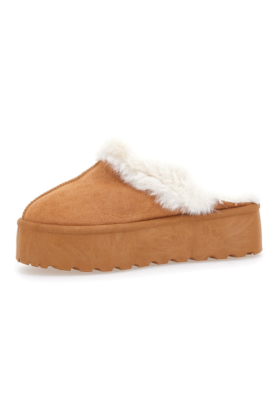 Kamelfarbene Winterclogs mit Fell und Gummizug an der Ferse ME&ME 007