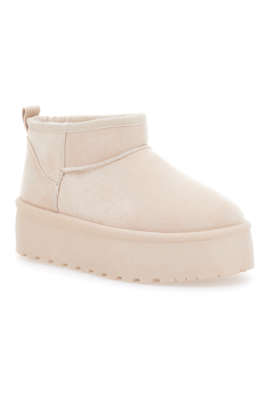 Beige Stiefeletten mit Fell und Flatform ME&ME 004