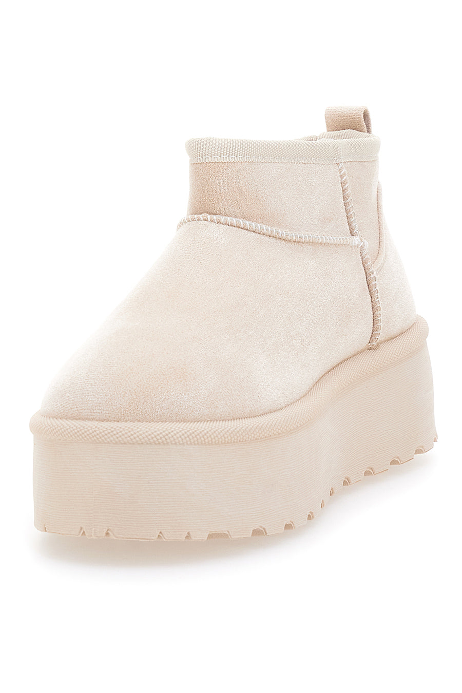 Beige Stiefeletten mit Fell und Flatform ME&ME 004