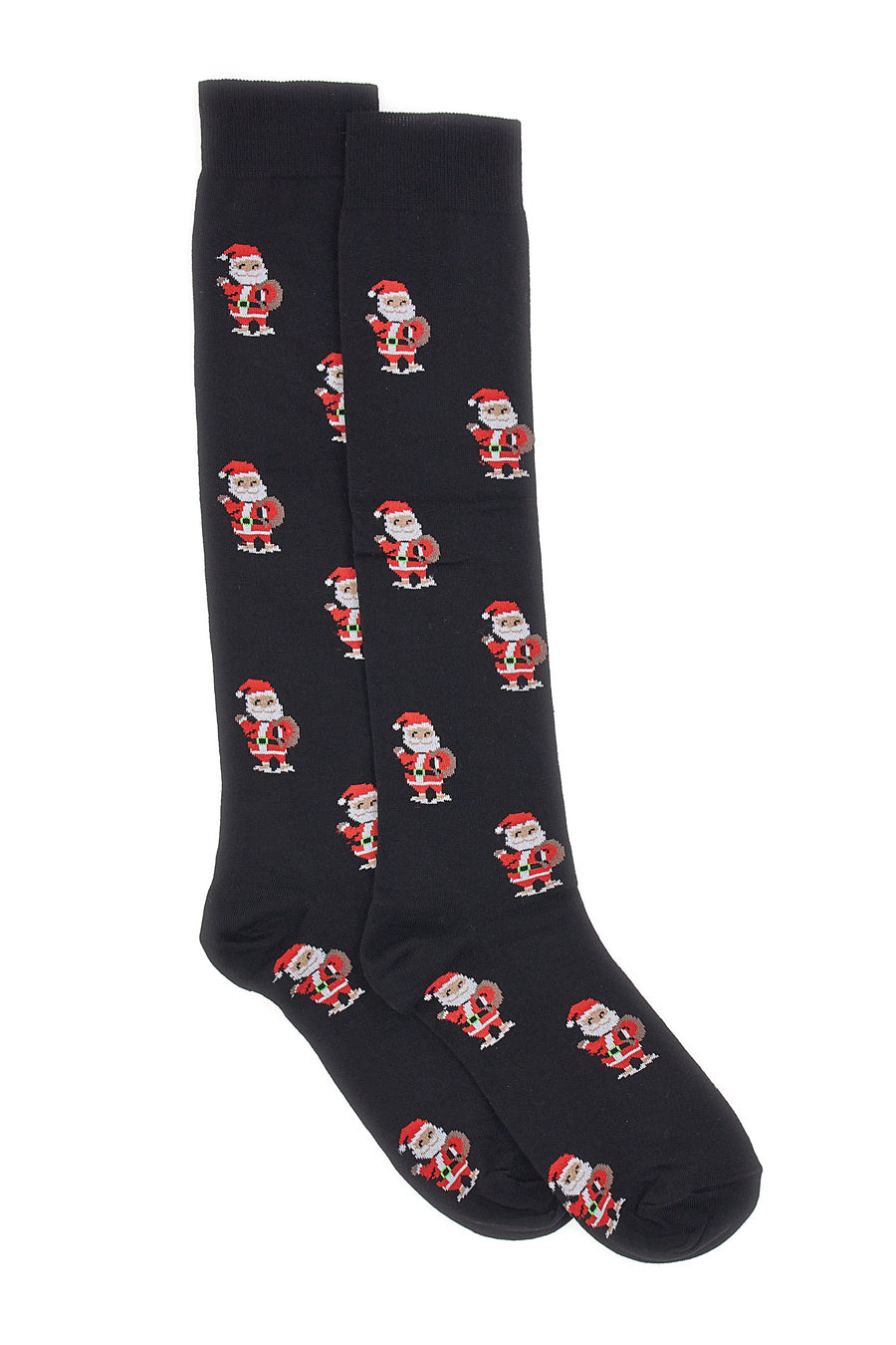 Calzini Alti al Ginocchio Neri Natalizi Crazy Socks 004