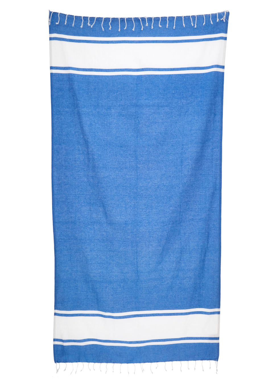 Telo Mare Fouta Bianco Blu Con Frange B-Sand 004