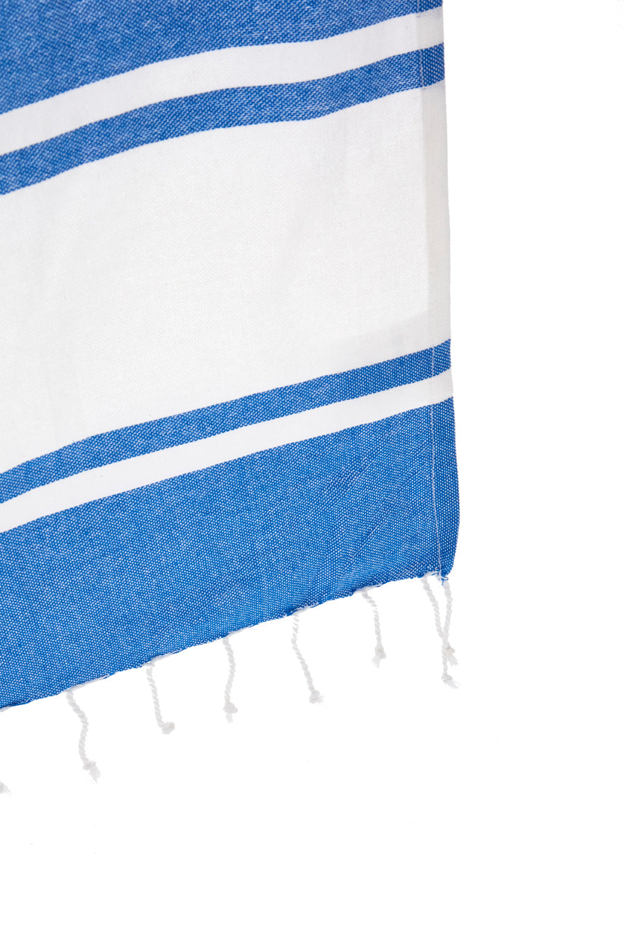 Telo Mare Fouta Bianco Blu Con Frange B-Sand 004