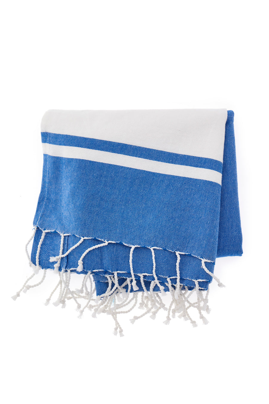 Telo Mare Fouta Bianco Blu Con Frange B-Sand 004