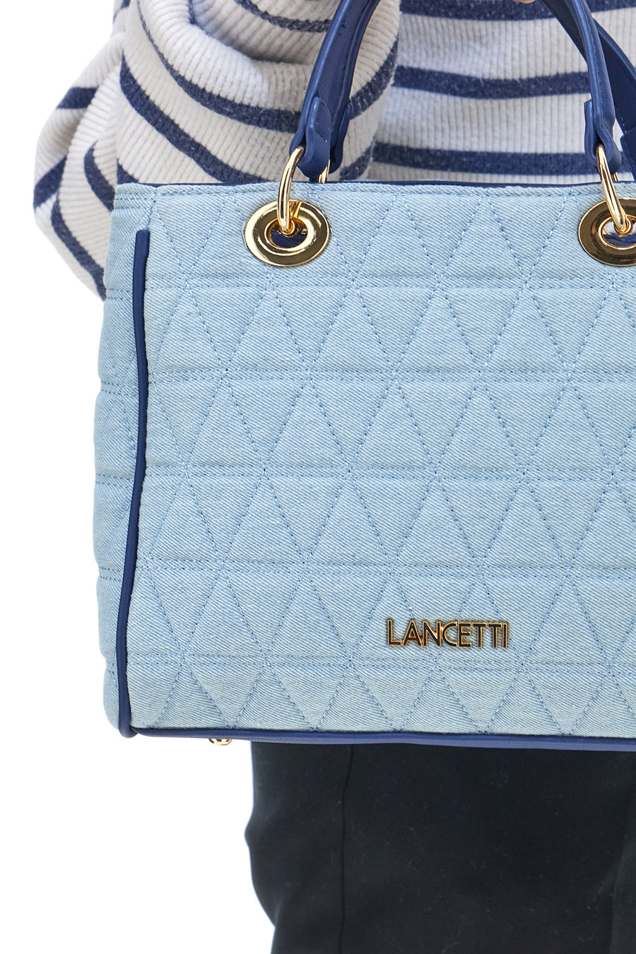 Borsa a Mano Lancetti  23S-253-1 Blu Denim