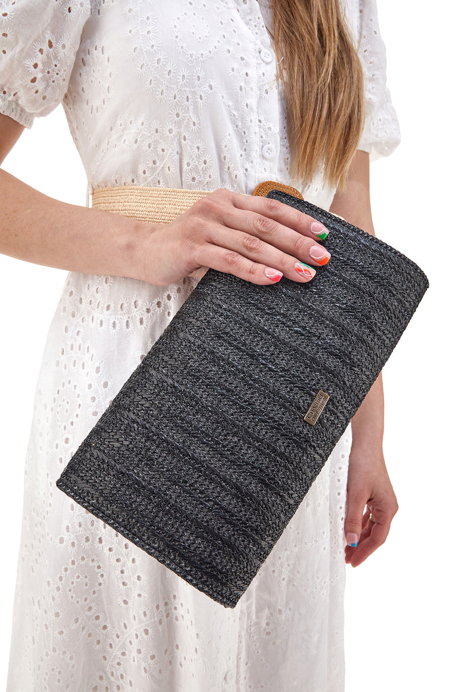 Clutch Elegante in rafia Nera Coveri Collection 0189