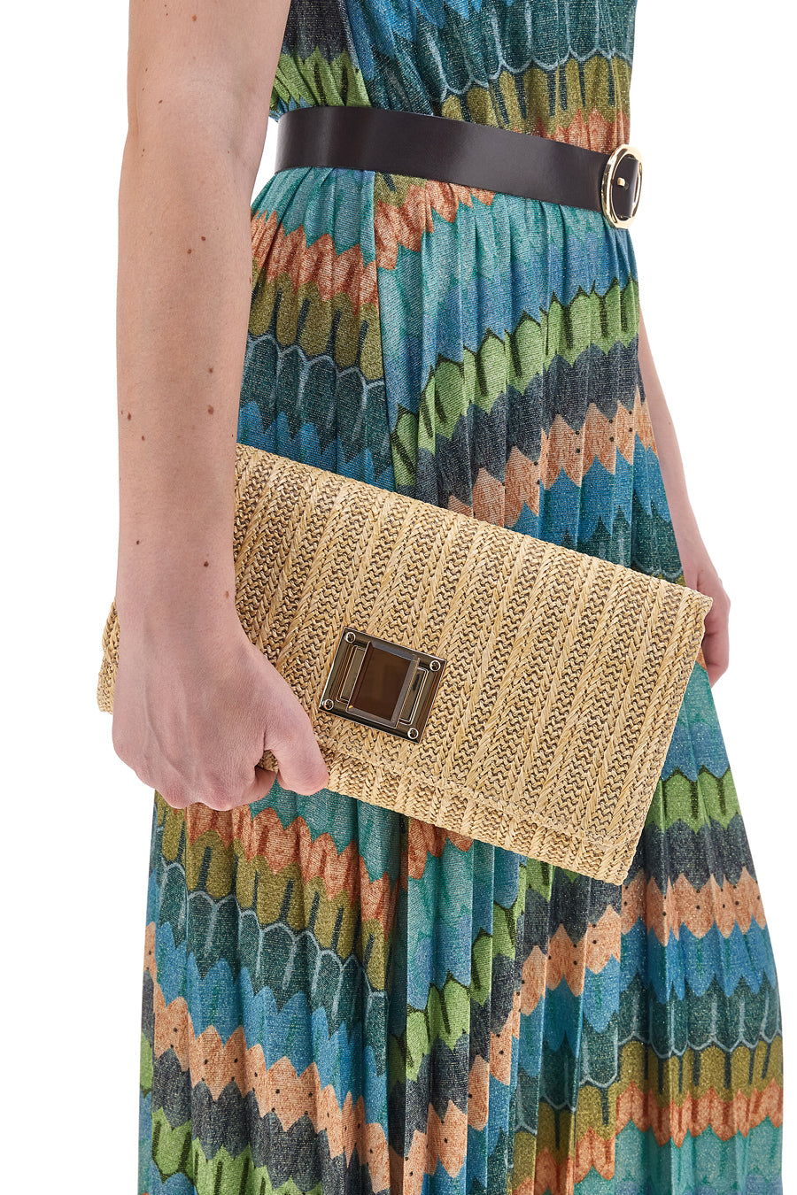 Pochette in Rafia Beige con Tracolla Coveri Collection 0189