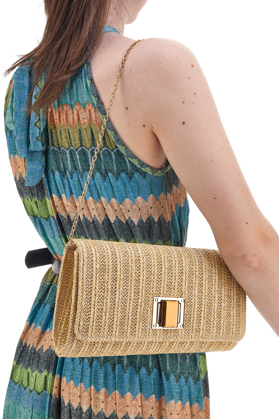 Pochette in Rafia Beige con Tracolla Coveri Collection 0189