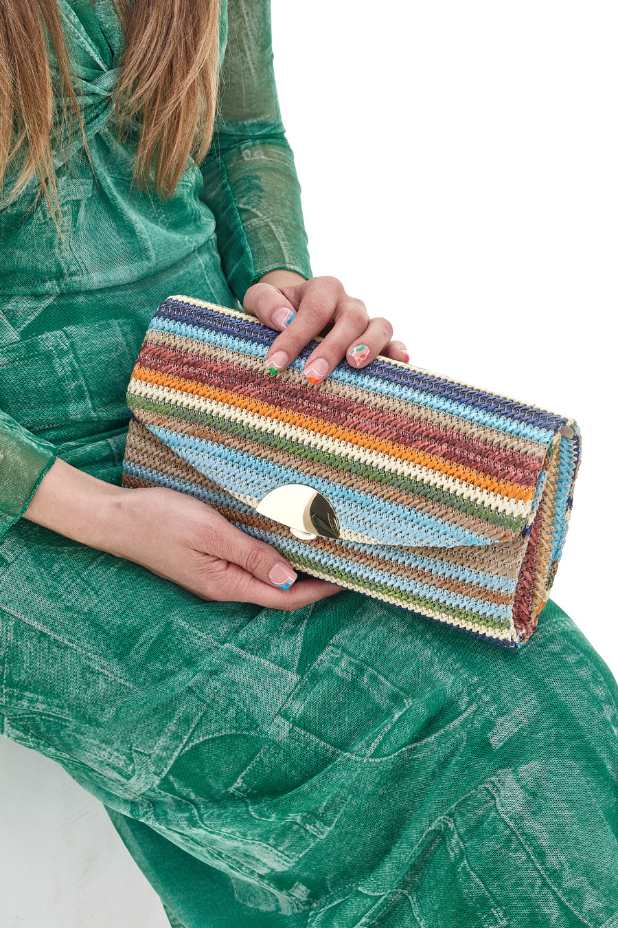 Pochette in Rafia Multicolore Coveri Collection 0189