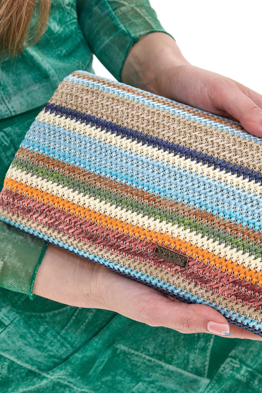 Pochette in Rafia Multicolore Coveri Collection 0189