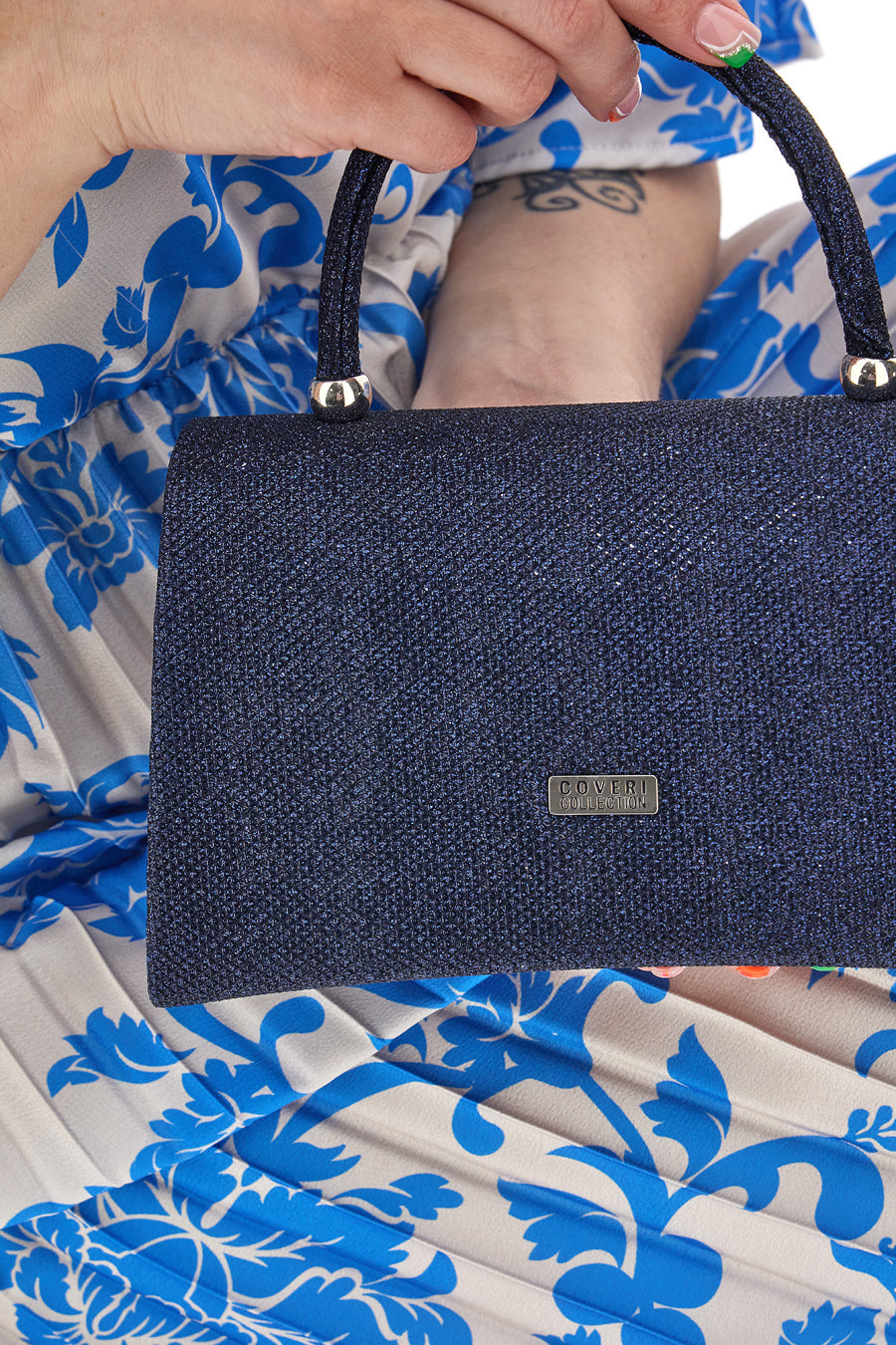 Mini Bag Blu con Glitter Coveri Collection 0189