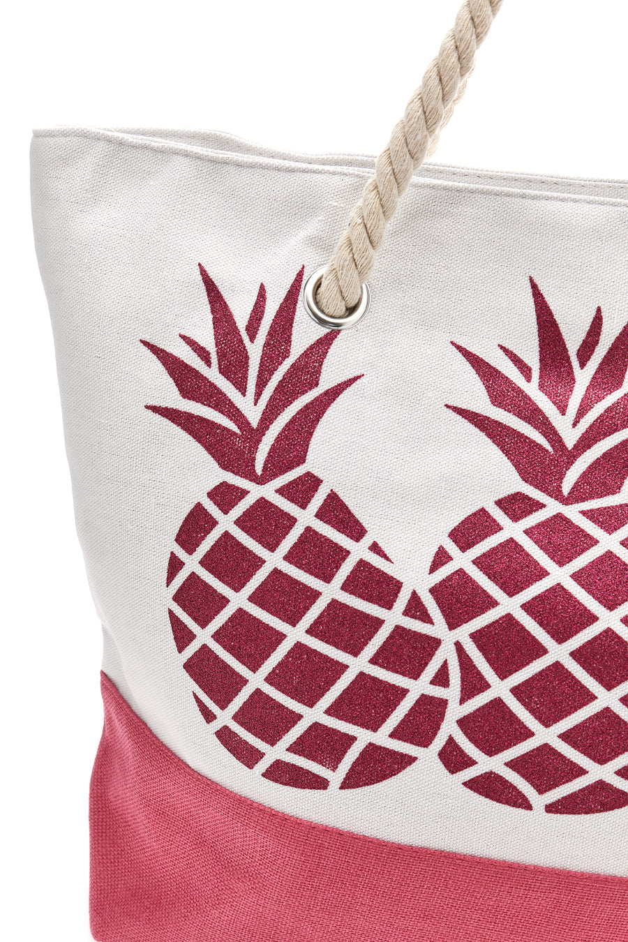 Borsa Mare Bianca e Fuxia Con Manici in Corda Fun Beach XI Y002