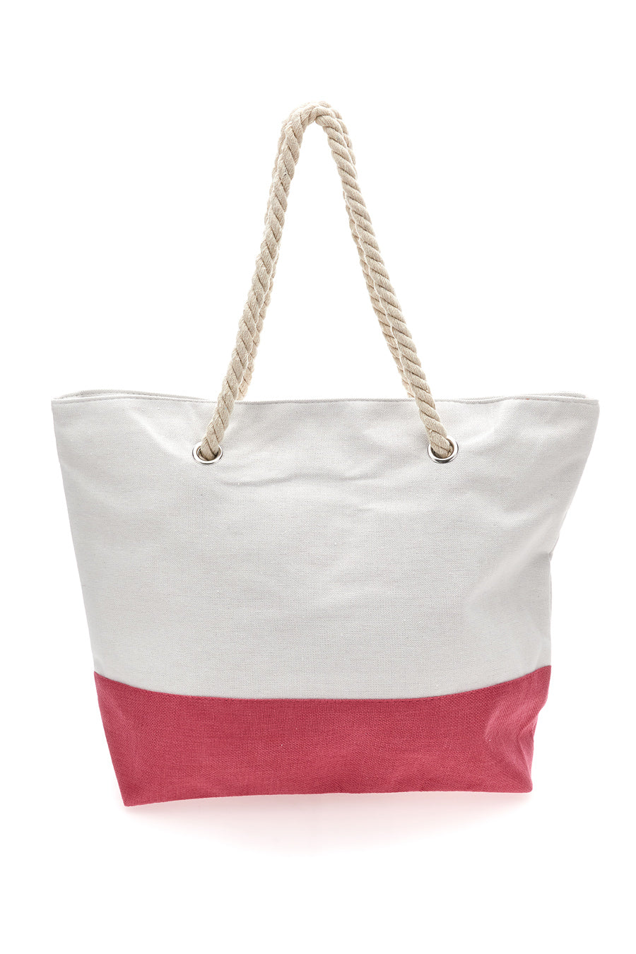 Borsa Mare Bianca e Fuxia Con Manici in Corda Fun Beach XI Y002