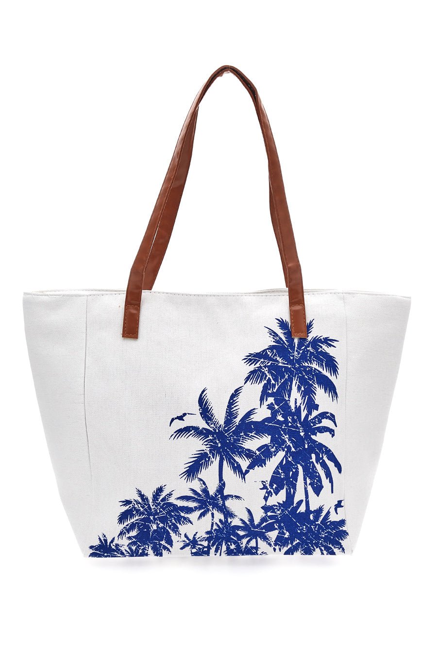 Borsa Mare Bianca con Palme Blu Fun Beach Y006