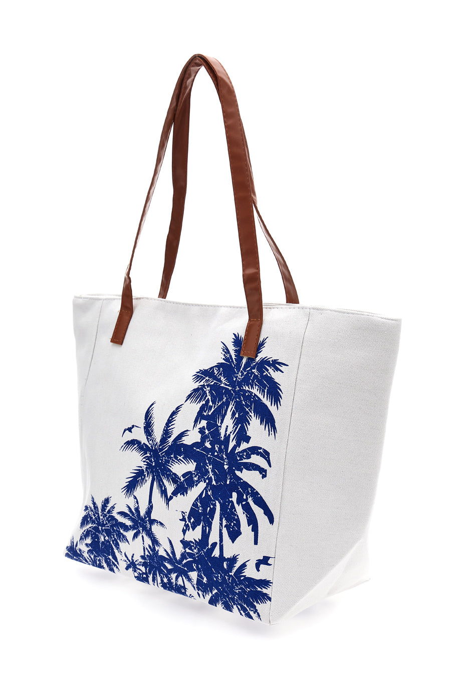 Borsa Mare Bianca con Palme Blu Fun Beach Y006