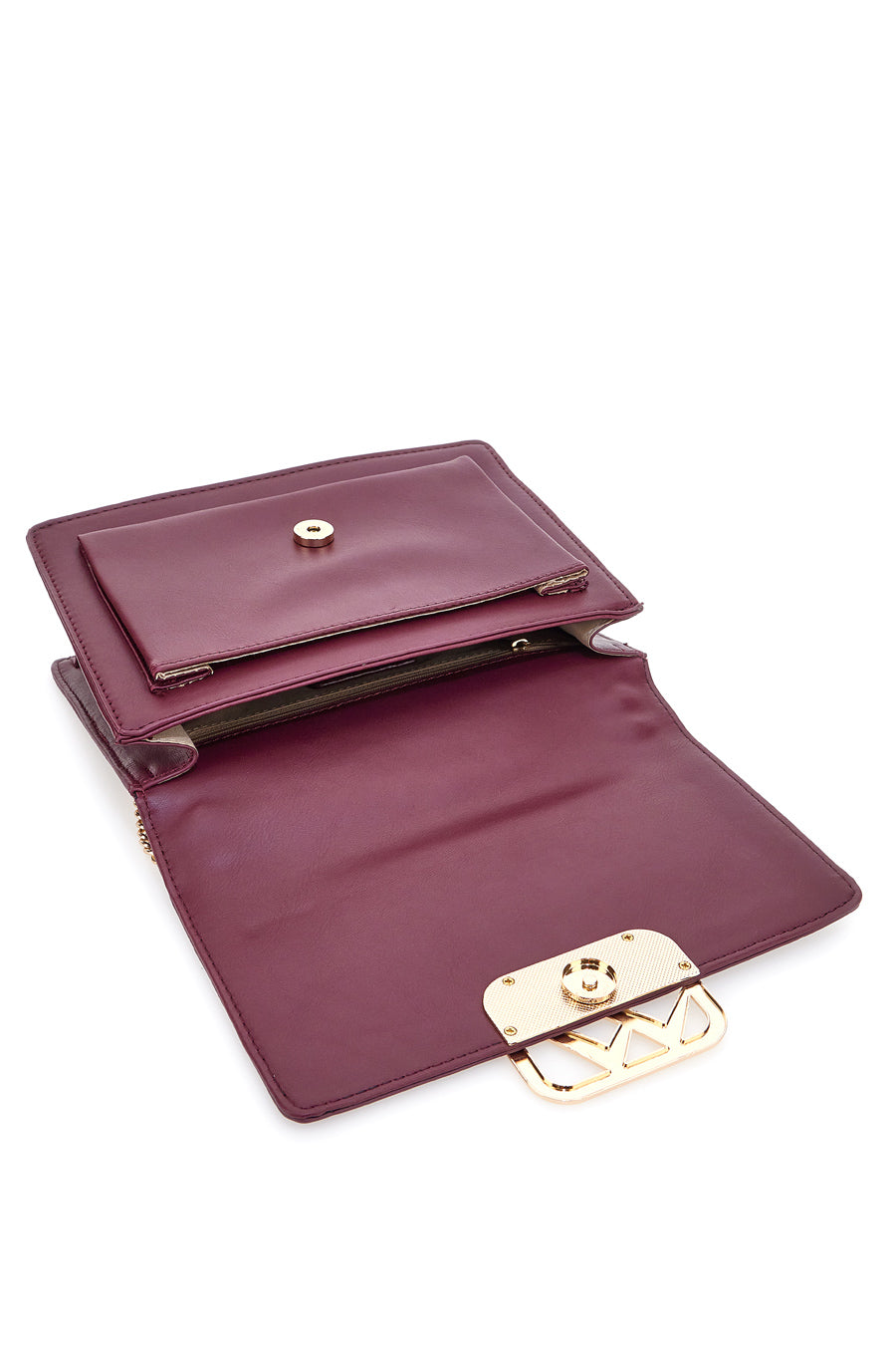 Mini Borsa a Tracolla Bordeaux con dettagli Dorati e Manico Rimovibile Double Check 18244-1