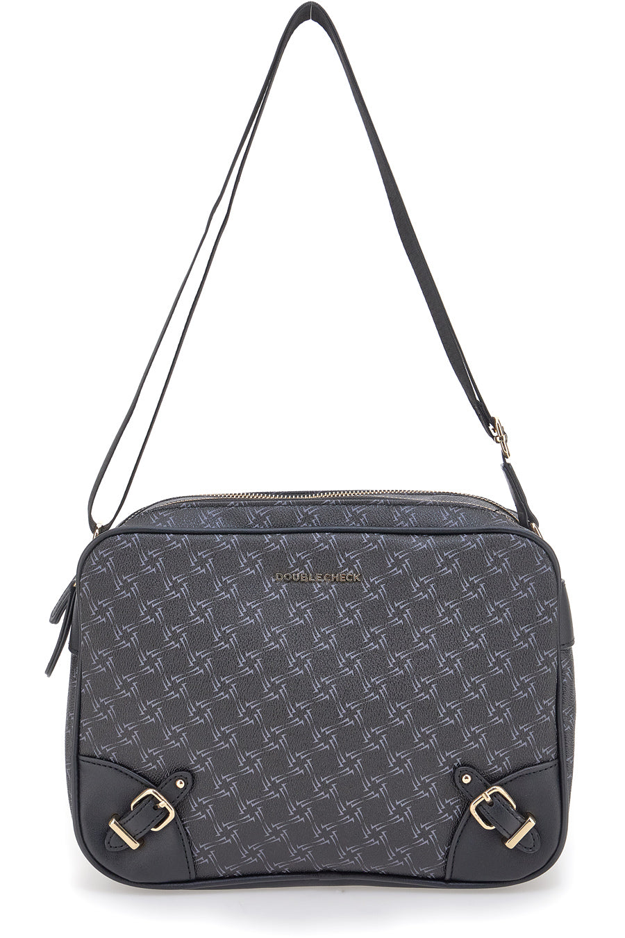 Borsa A Tracolla Nera Rettangolare con doppia cerniera DOUBLE CHECK 18239-5