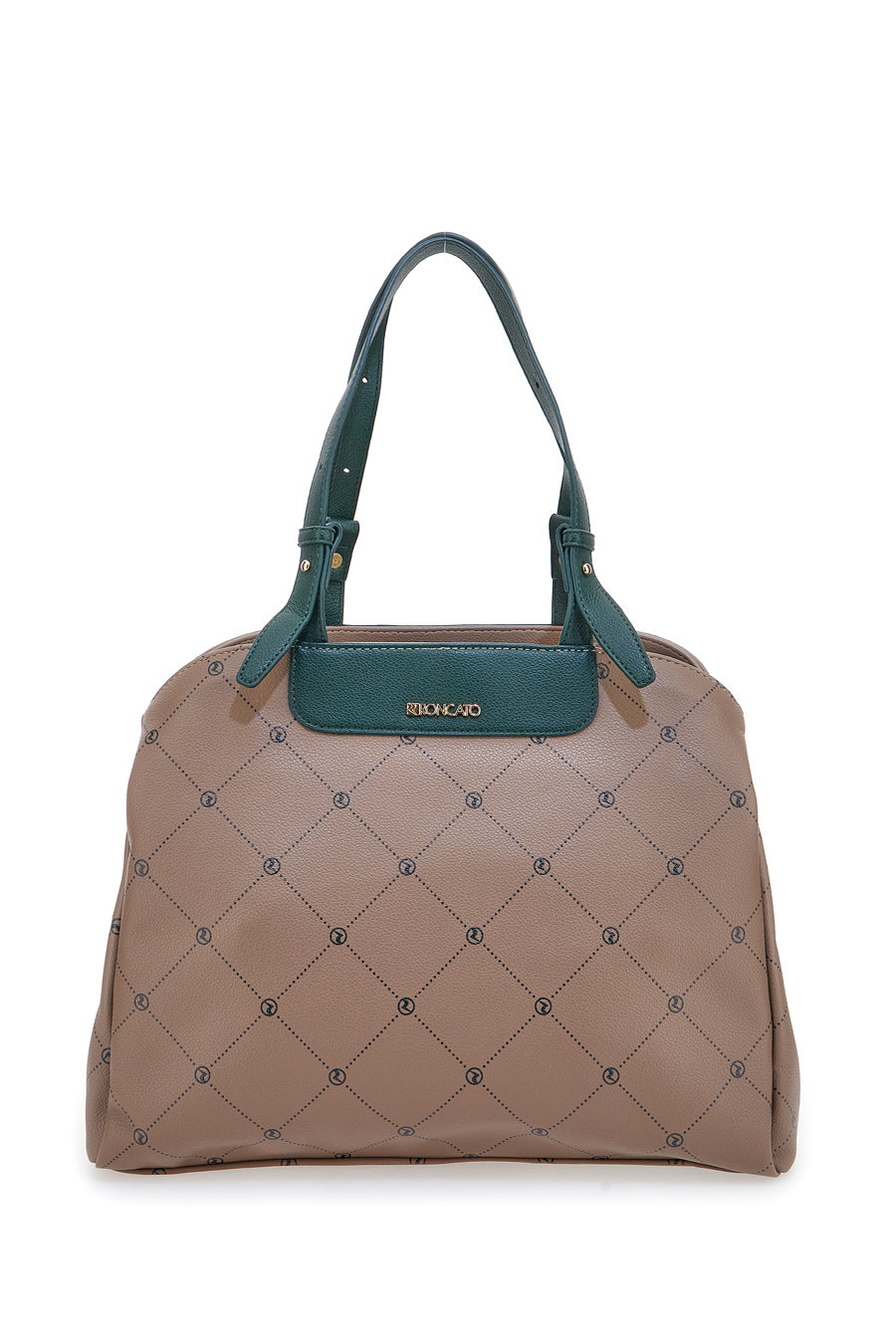 Borsa a Spalla Taupe con Doppio Manico Verde Roncato R5307,634