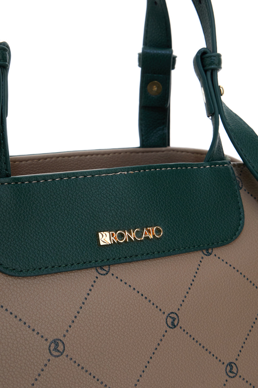 Borsa a Spalla Taupe con Doppio Manico Verde Roncato R5307,634