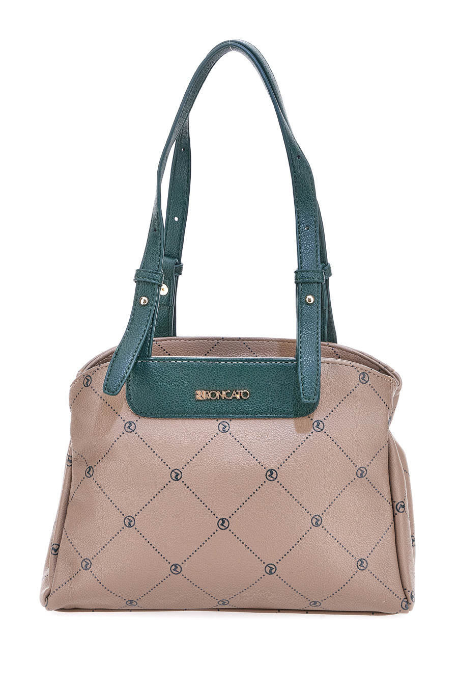 Borsa a Spalla Taupe e Verde Fantasia a Rombi RONCATO R5310,634