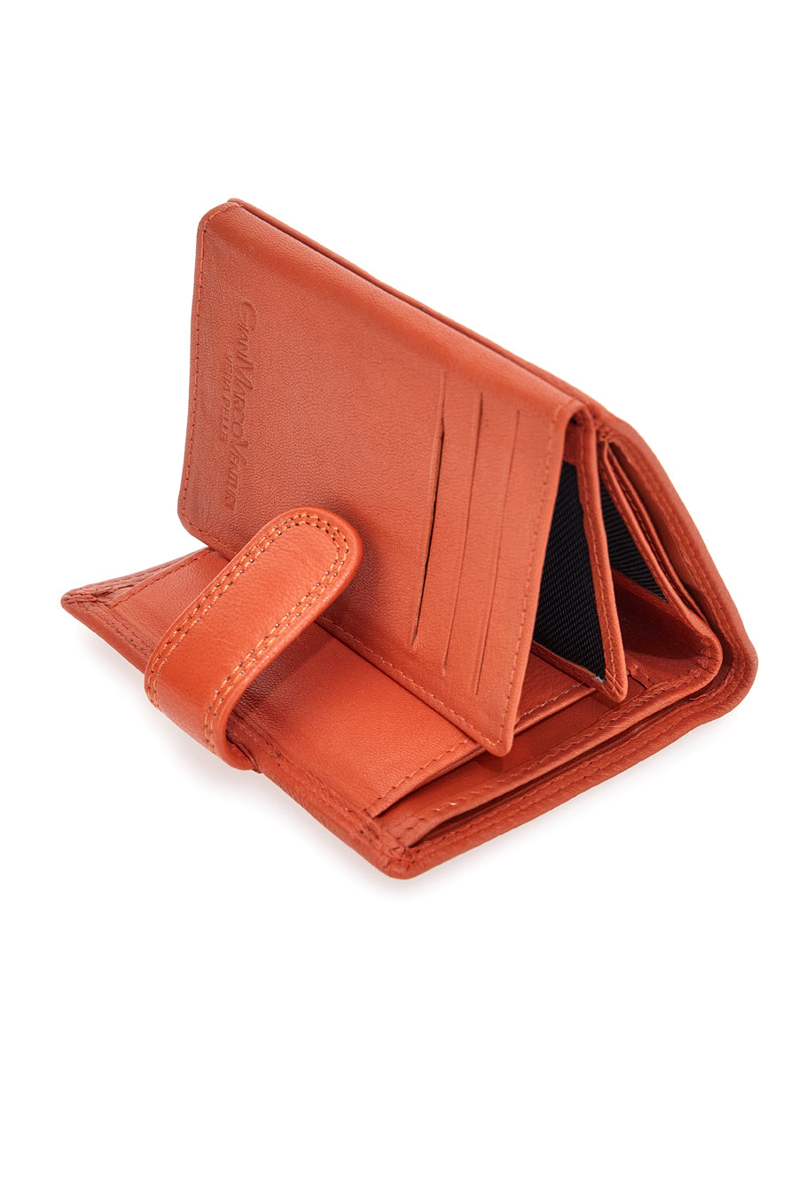 Orangefarbene Lederbrieftasche GianMarco Venturi 80-U108